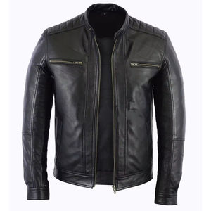 Chaqueta de Cuero Genuino Negra Personalizada para Hombre, Ropa Exterior Informal de Alta Calidad, Venta al Por Mayor OEM - Product Image 1