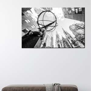 Toile imprimée : Statue d'Atlas, œuvre d'art de New York pour la décoration contemporaine, 1P : encadrée - Product Image 1