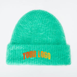 Vente en gros Bonnet en mohair pour homme tricot jacquard personnalisé avec logo personnalisé streetwear chaud chapeaux hip hop d'hiver - Product Image 2