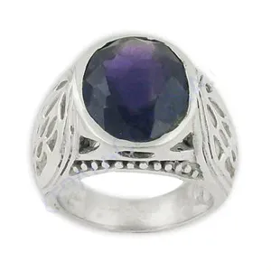 "Men's Rhodium Plated Oval Cut Topaz <b>Statement</b> <b>Ring</b>-925 Silver Fine Jewelry" - Product Image 1
