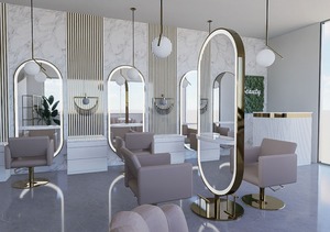 Espejo de estilo de doble cara para Estación de peluquero grande con marco dorado con luces LED, diseño único para uso cosmético de salón de belleza - Product Image 2