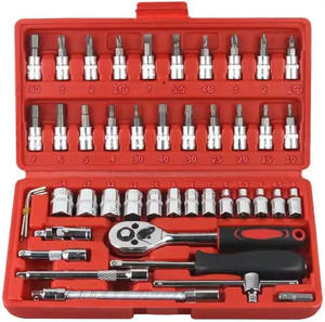 Juego de Llaves de Trinquete de 46 Piezas - Kit de Llaves de Tubo de Alta Resistencia con Caja de Herramientas para Mecánicos de Automóviles y Bricolaje, Estuche de Color Rojo - Product Image 1
