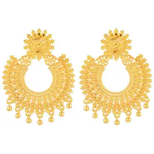 Indian Bridal Earrings Designer Earrings Gold Plated Floral Drop Dangle Antique Jewellery Set For Women,