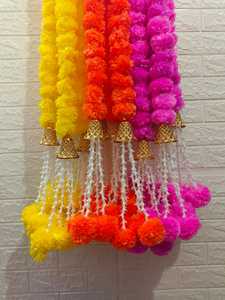 Marigold Guirlande De Fleurs Artificielles avec Cloches Suspendues Festival De Mariage Indien Toran Fleur Cordes De Fleurs pour La Maison Événement Décor - Product Image 6