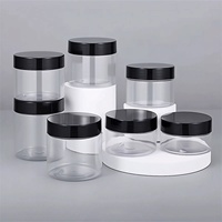 60Ml 100Ml 200Ml 250Ml Ps Pet Clear Cosmetic Cream Jars Conteneur de gommage en plastique avec bouchon noir 4oz pot de pommade en plastique