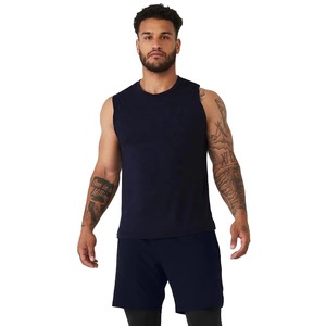 Camiseta musculosa sin mangas de algodón sin mangas con logotipo personalizado para hombre, camiseta atlética de punto de alta calidad para gimnasio y Fitness para entrenamiento - Product Image 4