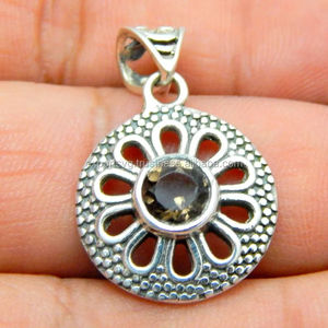 925 argent Sterling charmant Quartz fumé pierres précieuses pendentif femmes belle plaqué acier inoxydable religieux mode pendentifs breloques - Product Image 1