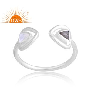 Nouvelle tendance Design 925 argent naturel arc-en-ciel pierre de lune et Labradorite bague en pierres précieuses fournisseur de bijoux personnalisés - Product Image 1