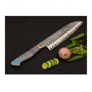 Cuchillo de Chef de acero Sanmei hecho a mano personalizado con mango de hoja de resina y Funda de cuero fino Chef Life Damasco cuchillo Chef Skills - Product Image 4