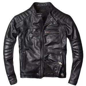 2025 personnalisé hommes véritable peau de mouton douce Biker Racer Style noir veste en cuir brodé flambant neuf haute qualité hiver - Product Image 1