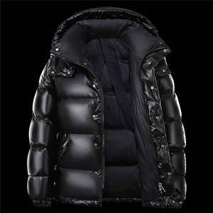 Trending Fashion Canvas Stand Collar Front Logo <b>Men's</b> Winter Puffer <b>Jacket</b> Hooded Polyester Filled Breathable Quick Dry <b>Letter</b> - Product Image 2
