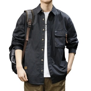 Veste d'hiver à carreaux en flanelle doublée de laine pour hommes avec bouton Veste à capuche à manches longues manteau pull pour hommes veste de style moto - Product Image 4