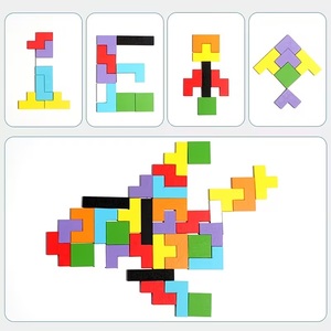 Colorful Wooden <b>Puzzle</b> Blocks Montessori Educational Building Block Set 50 Pieces DIY Table <b>Game</b> for Kids for Intelligence - Product Image 2