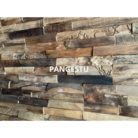 Panel de Madera de Teca Reciclada con Diseño Geométrico Moderno para Decoración de Interiores del Hogar, Insonorización y Entretenimiento para Casa y Villa