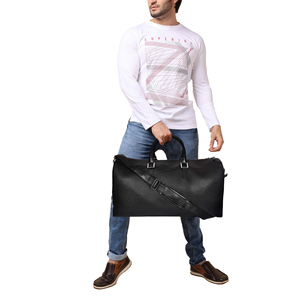 Bolsa de Viaje Deportiva de Cuero Genuino Negro, Casual, de Lujo, con Cierre, Unisex, Grande, para Fin de Semana, Gimnasio, Motocicleta, Ligera - Product Image 6