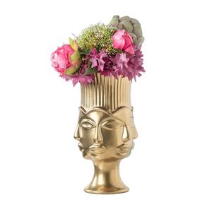 Florero de diseño de escultura, jarrón de Metal de aluminio, Color dorado, decoración de Hotel y restaurante con personalización disponible - Product Image 1