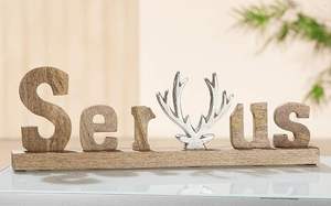 Fabricant de confiance, design exquis populaire, lettrage Servus de haute qualité en bois avec tête de cerf en aluminium sur socle - Product Image 2