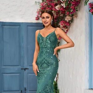 Moderno A-Line Spandex Noche para adultos Sin mangas Hasta el suelo Gasa Antiestática para Casual Club Fiestas Night Club Wear - Product Image 1