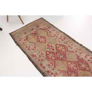 Alfombra Turca de 2.7x11.1 pies, Alfombra Vintage, Alfombra de Lana Roja Marrón Estilo Suroeste - Product Image 1