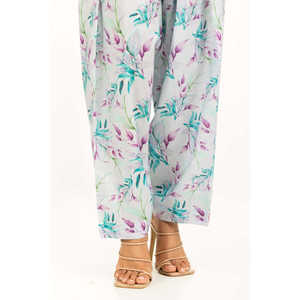 Conjunto Casual de Dos Piezas para Mujer, Color Azul Cielo, Chifón Estampado, para Primavera/Verano, Top Corto, Talla 3XL - Product Image 3