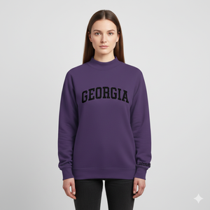 Sweat-shirt oversize à col montant imprimé pour femme, détail de badge et de paillettes, épaules tombantes, en molleton de coton, décontracté, streetwear automne/hiver - Product Image 1