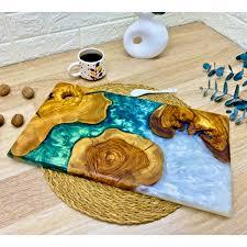 Planche à découper carrée de 16 pouces entièrement personnalisée en bois d'acacia de qualité supérieure avec base en résine époxy antidérapante et écologique - Product Image 5