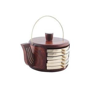 Posavasos cuadrado de madera de Acacia, Mango de madera, diferentes diseños, disponibles, venta al por mayor y precio de fábrica de la India - Product Image 1