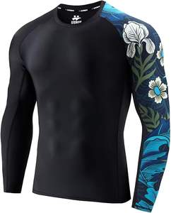 Men's Compression Gym Rash Guard <b>Long</b> <b>Sleeve</b> Fitness Sportswear <b>Thermal</b> Muscle Loss Surfing Suit Breathable Anti-UV Quick Front - Product Image 2