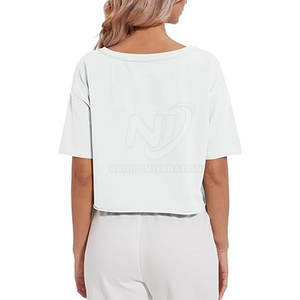 Ropa de mujer Top corto cómodo con cuello en V Venta caliente Top corto con cuello en V de calidad superior a la venta - Product Image 5