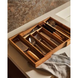 Plateau à couverts en bois artisanal, élégant, à insérer dans un tiroir ou sur un comptoir, porte-ustensiles écologique en chêne, boîte de présentation de couverts - Product Image 5