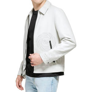 Veste en cuir pour homme sur mesure, style streetwear printemps, couleur unie, coupe-vent, écologique, couleurs personnalisées, col mandarin - Product Image 2