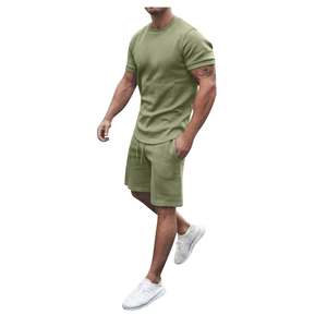 Conjuntos gemelos de ajuste regular personalizados para adultos, talla 2025, recién llegado, conjuntos cortos de ropa de calle de dos piezas para hombres - Product Image 1