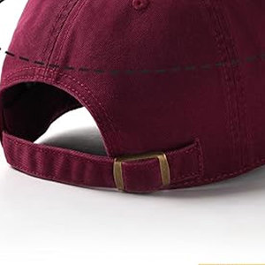 Casquette de baseball unisexe bordeaux 6 panneaux en coton réglable, style ajusté couleur unie décontracté pour adultes - Product Image 5