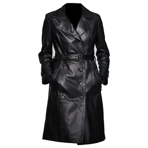 Abrigo de Cuero para Mujer para Uso en Exteriores, Estilo Moderno, Color Sólido, Transpirable, Superventas, Personalizado OEM, Abrigo de Cuero Largo - Product Image 3