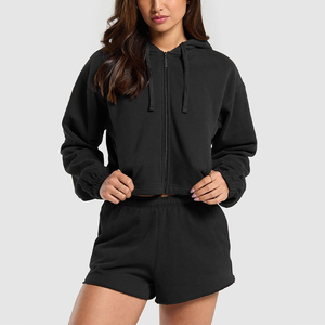 Sudadera con capucha y Top corto de gran tamaño personalizada para mujer, Jersey informal, sudadera recortada con logotipo en la parte delantera para la temporada de invierno - Product Image 1