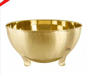 Cuenco para servir comida y ensalada de metal con acabado dorado de forma redonda de calidad estándar para restaurante y bar de hotel - Product Image 1