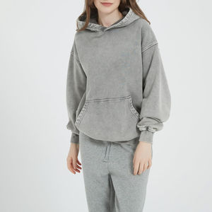 <b>Women's</b> Casual Acid Wash <b>Fleece</b> Hoodies Wholesale Customizable Front Digital Printing Plain Dyed for Winter Season Use OEM - Product Image 5