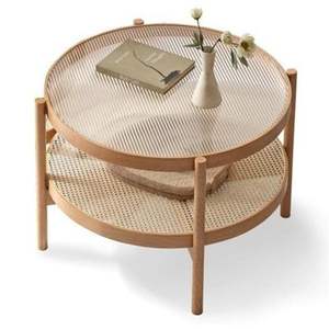 Escritorio de oficina con acabado de ratán, mesa de muebles de madera con soportes de almacenamiento, estantes, escritorios de ordenador, trabajo para oficina, estable moderno - Product Image 2