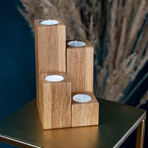 Soporte de madera para velas, madera dura, 4 unidades - Product Image 2