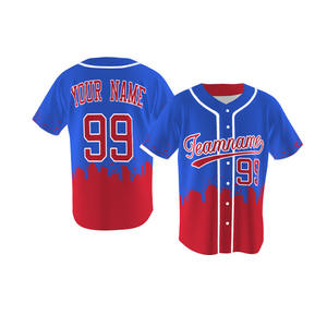 Maillot de softball de baseball vierge personnalisé unisexe polyester respirant imprimé par transfert de chaleur logo de couleur personnalisable col rond Plus - Product Image 1