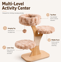Arbre à chat écologique et durable, antidérapant, avec perchoir moelleux, lits en peluche et jouets suspendus pour chats
