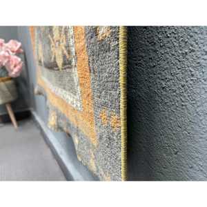 Vintage Small Rug 2.6x5.2 ft (80x160 cm), Turkish <b>Brown</b> Floral <b>Wool</b> Rug - Product Image 2