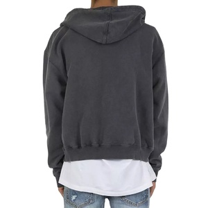 OEM service 400gsm coton polaire fermeture éclair sweats à capuche personnalisé unisexe haute qualité fermeture éclair acide lavé sweats à capuche pour hommes prix de gros - Product Image 3