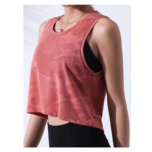 Débardeur court en coton polyester respirant en gros avec logo sur le devant 2023 été nouveau style mince femmes sans manches - Product Image 4