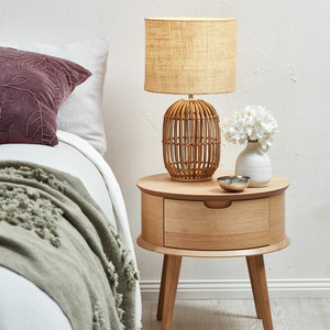 Acogedora lámpara de mesa de ratán de diseño nórdico, decoración rústica Vintage para interior del hogar para dormitorio, lujo económico con Material metálico - Product Image 6