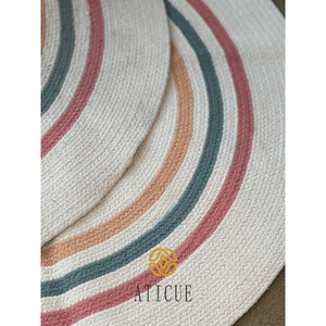100 cm Cotton Woven Area Rug Striped Multi-Color <b>Ring</b> Pattern Minimalist Soft Carpet for Home Living Spaces - Product Image 6