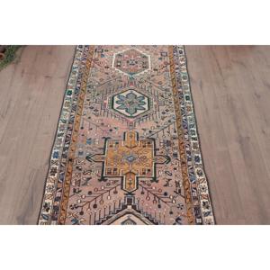 Alfombra Vintage de Estilo Runner de 2.8x10.3 pies (86x314 cm), Alfombra Turca Azul con Diseño de Patchwork - Product Image 3