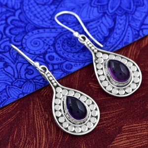 Boucles d'oreilles améthyste en argent sterling 925 faites à la main février pierre de naissance goutte élégante pierre naturelle bijoux cadeau pour elle - Product Image 3