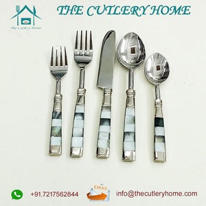 Black and White <b>MOP</b> <b>Handle</b> Stainless Steel Handmade Cutlery Set for Wedding Hotel Restaurant Party Decoration - Product Image 3