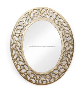 Miroir peint en or en métal, finition moderne et moderne pour salon, décoration murale en métal, miroirs entièrement montés - Product Image 6